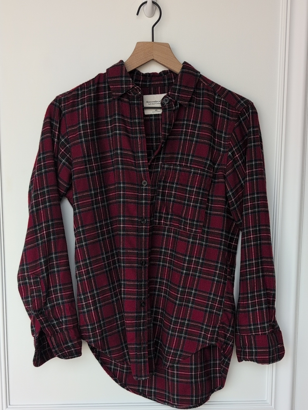 Abercrombie & Fitch Red and Black Plaid Button-Down Shirt